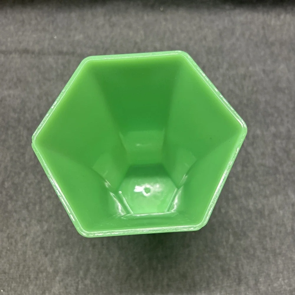 Vintage‎ Diamond Line Flower Hexagonal Vase Neon Green Model 43-1992 USA Made 8